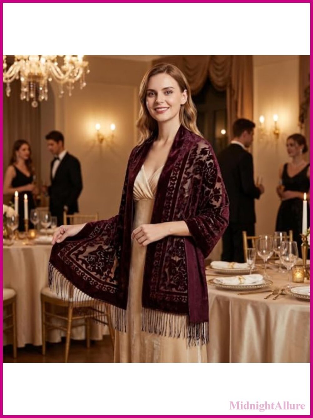 Lace Pashmina Shawl with Fringe Vintage Jacquard Paisley Wrap
